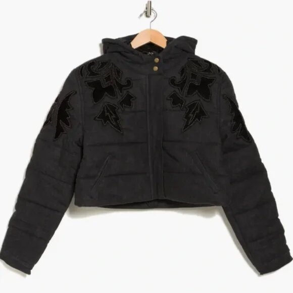 NWT Free People Fleur de Lis Denim Puffer Winter Jacket